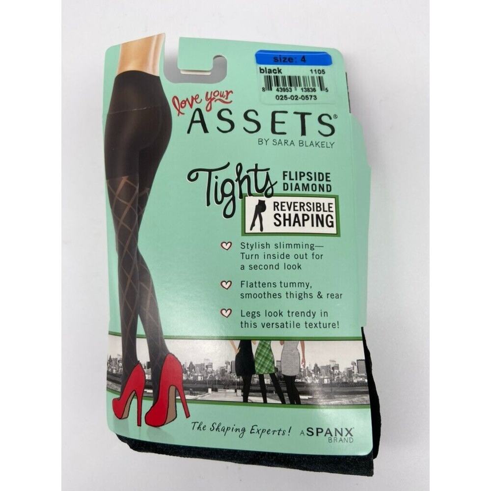 Love Your Assets Sara Reversible Shaping Tights Sz 4 180 - 220 Black Diamond